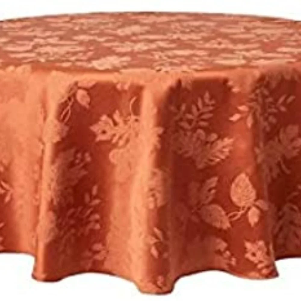 brand new Autumn Medley SPICE-colored Damask Fabric 90-inch ROUND Tablecloth